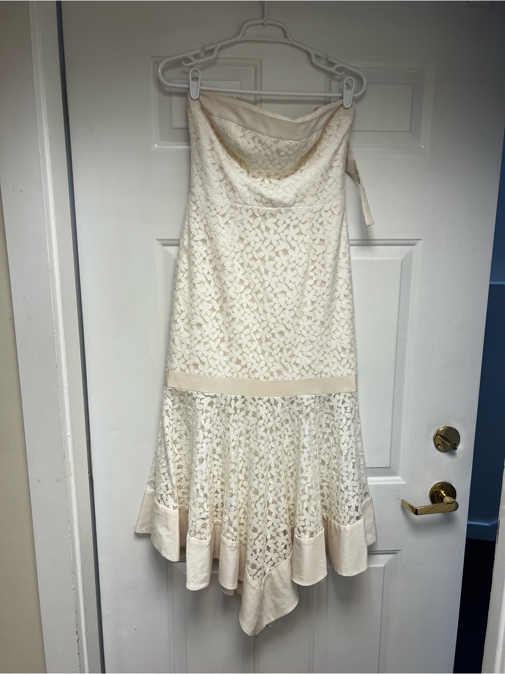 Milly Soft Cream Strapless Lace Dress